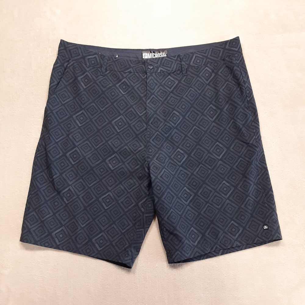 Micros Mens Hybrid Kerala Boardshorts 36 Blue 9" Inseam  Geometric Print